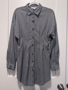 HYFVE Black and White Houndstooth Button-Down Shirt Dress M